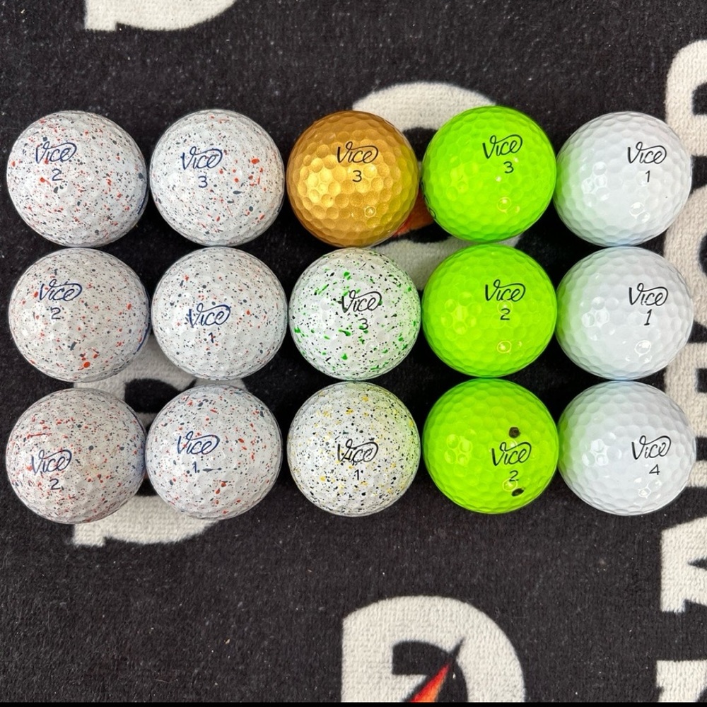 “BIG” Dozen (15) Vice Pro Variants Golf Balls in Mint to Near Mint Condition.